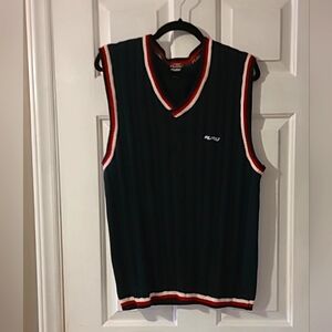 Vintage Fubu Cable Knit Sweater Vest Blue Red White Men’s Size XL